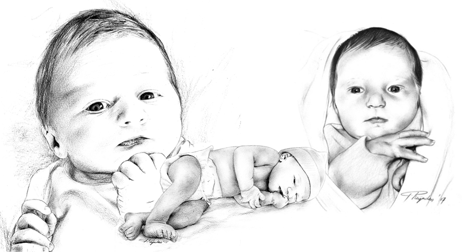 portrettekening baby's